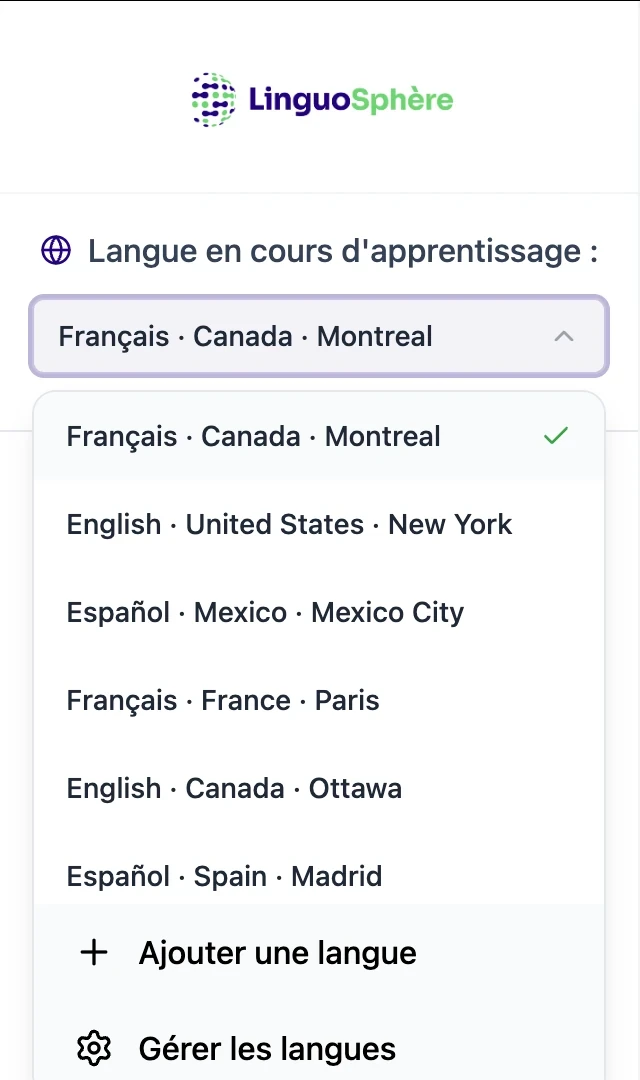 Les langues actuellement disponibles